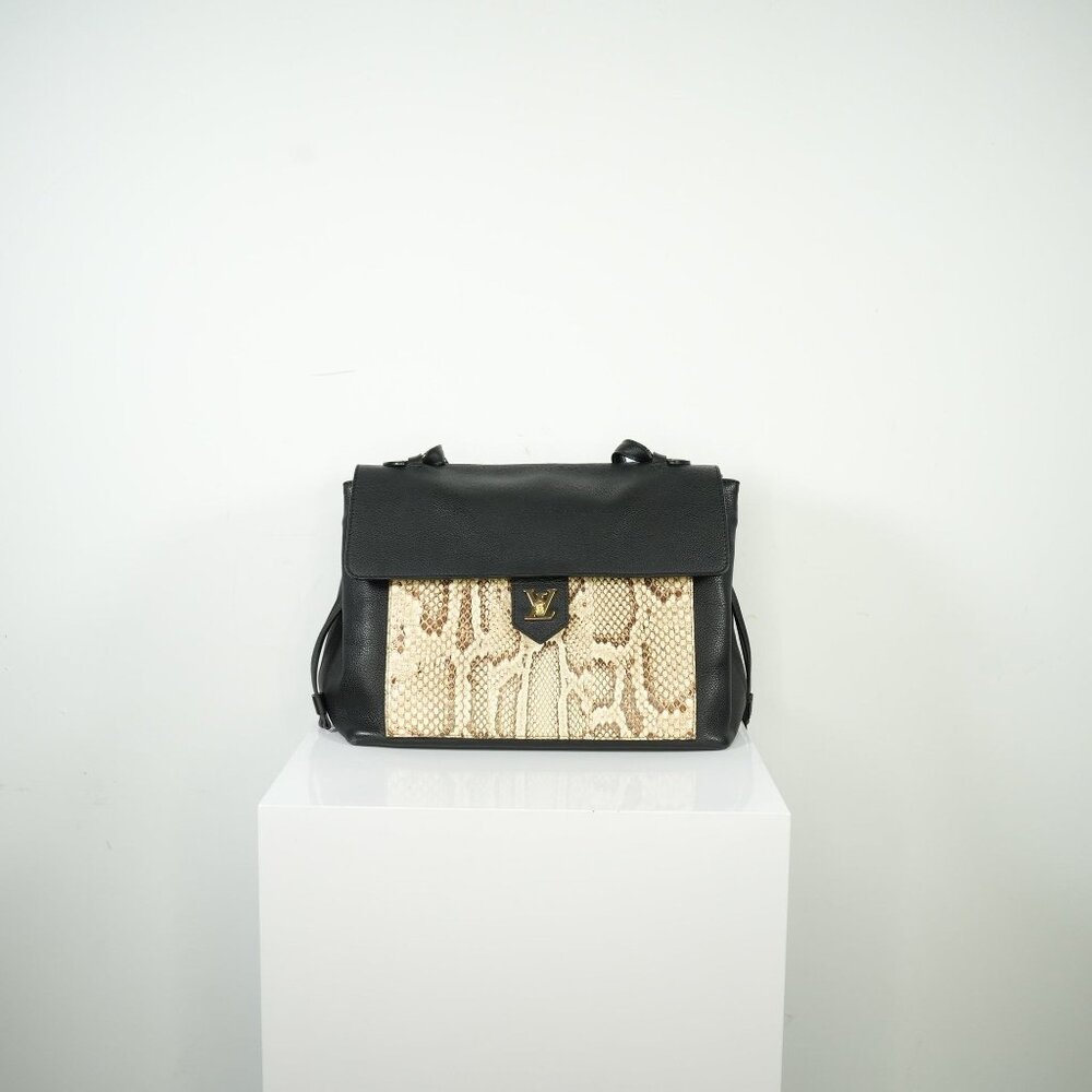 Louis Vuitton Lockme MM Python Black Calf Leather